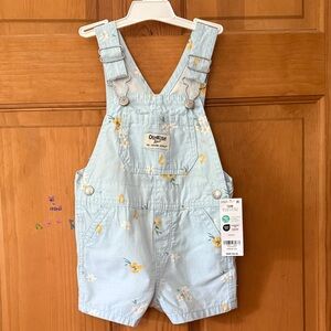 OshKosh B'gosh Blue Floral Kids Overall Shorts